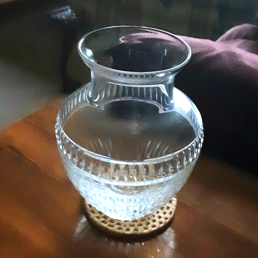 Elegant Crystal Atlantis Vase, Clear Glass, Roman - Neoclassical Style, 7"